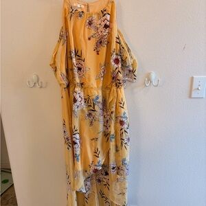Maurices Yellow Floral high low dress